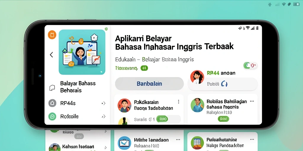 Antarmuka aplikasi RR44 untuk belajar bahasa Inggris.