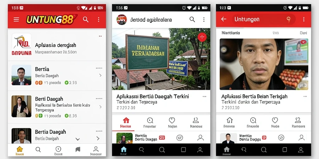Antarmuka UNTUNG88 yang sederhana dan informatif untuk berita daerah.